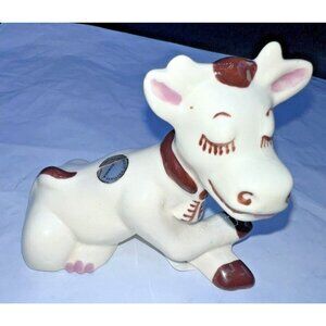 California Pottery Rio Hondo Walker Style Pottery Cow With Eyelashes Figurine